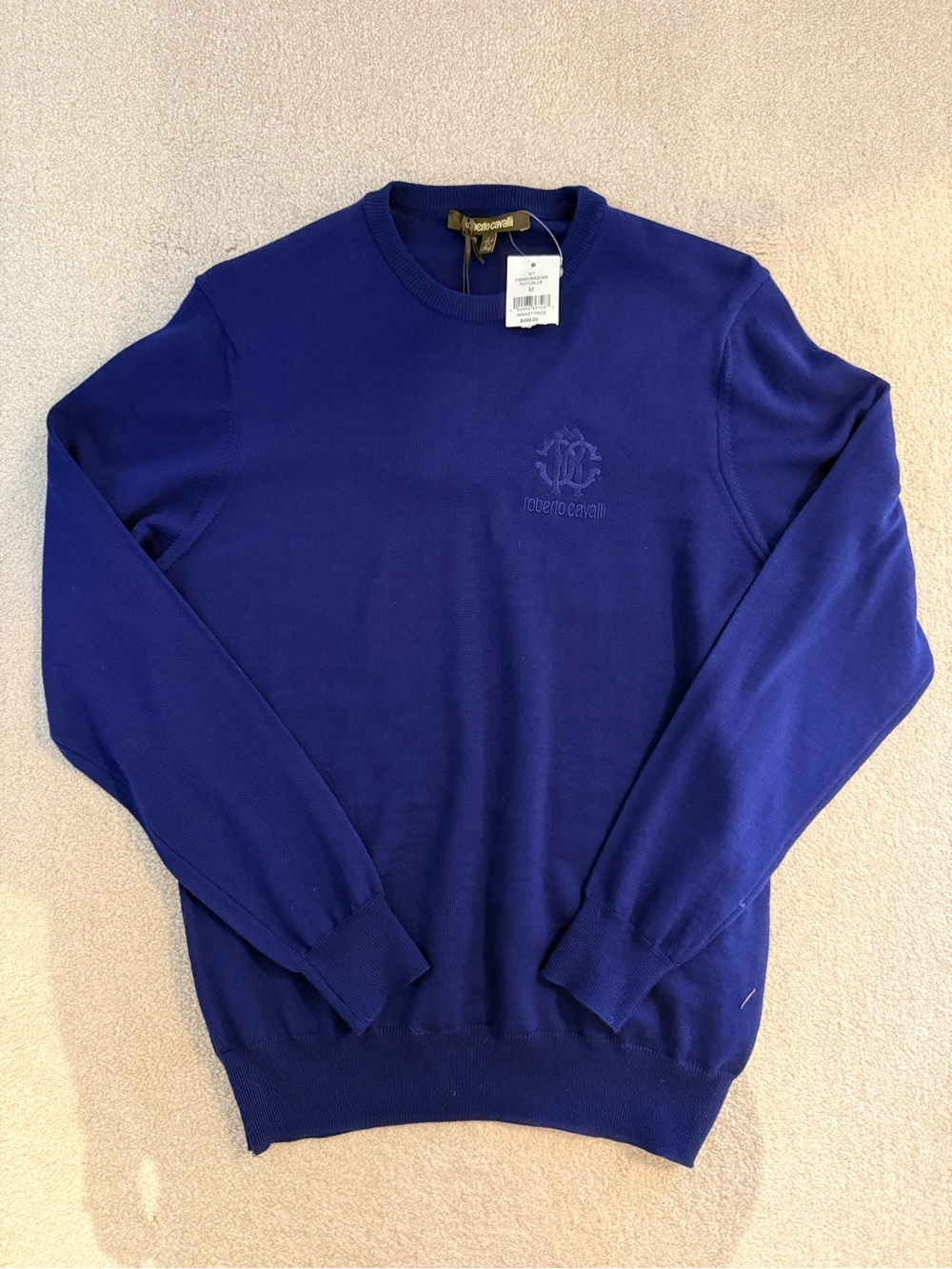 Roberto Cavalli Men's Deep Blue Crewneck Sweater